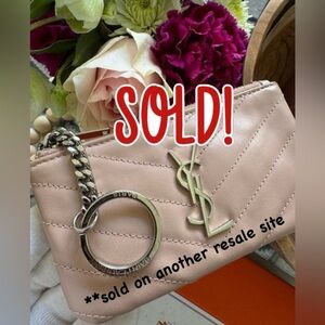 YSL Cassandra Blush Pink Matelasse’ Card Pouch w/ Key Ring. Excellent condition.